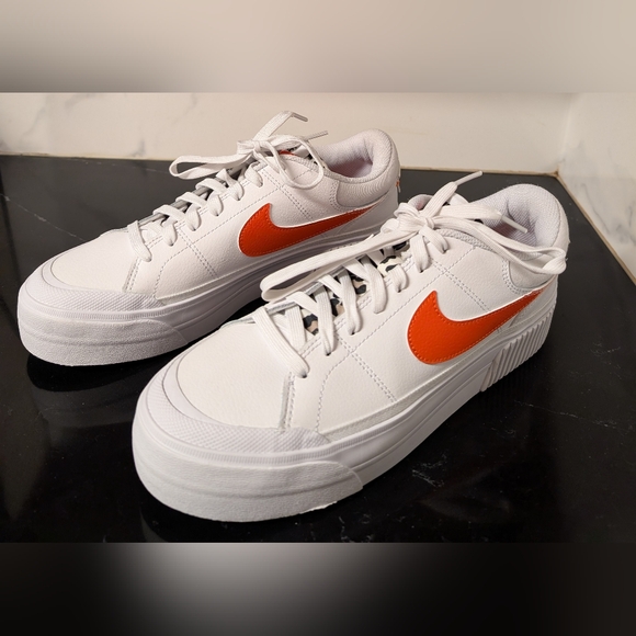 Nike Court Legacy Lift Leopard White Orange-Rattan-Black Sneakers Size 10 $94.99 - Picture 7 of 13